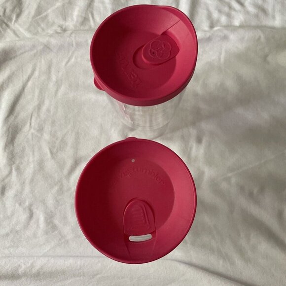 Two Clear Tervis Tumblers W/ Pink Missouri M Logo & Lids 16 Oz BPA-Free - Picture 6 of 7